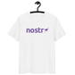 Front view of a white bitcoin t-shirt.