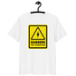 Front view of a white bitcoin t-shirt.