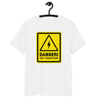 Certified organic cotton Bitcoin T-shirt with Lightning fast transactions design and eco-friendly certifications