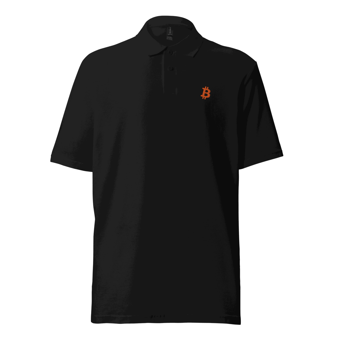 Bitcoin B Pique Bitcoin Polo Shirt with certification badge and bitcoin rebellion message