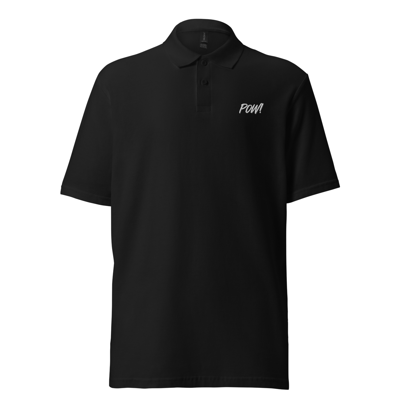 POW! Bitcoin polo shirt with OEKO-TEX certification logo
