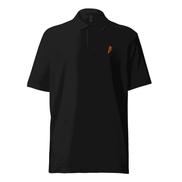 Rebel B bitcoin polo shirt with OEKO-TEX certification logo