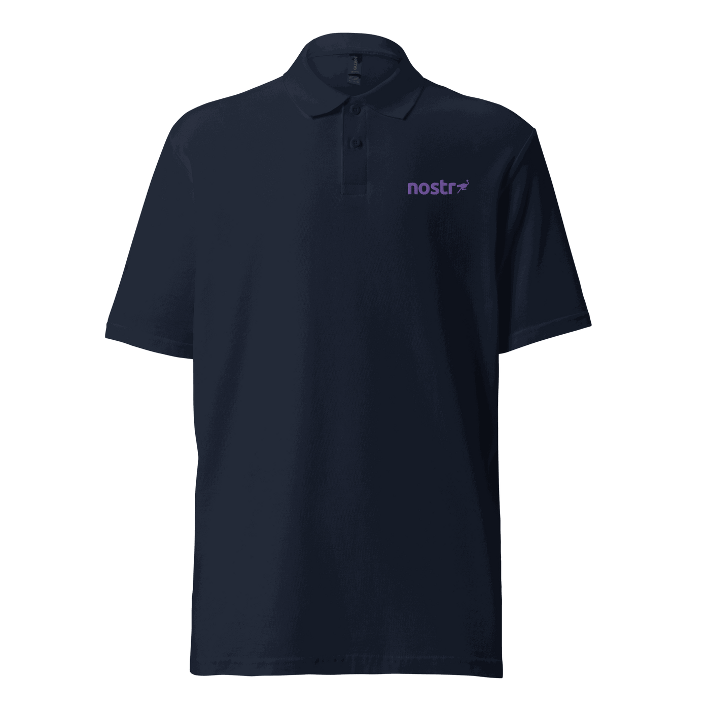 Nostr polo shirt with OEKO-TEX certification promoting censorship-free communication and social network revolution