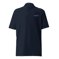 Nostr polo shirt with OEKO-TEX certification promoting censorship-free communication and social network revolution