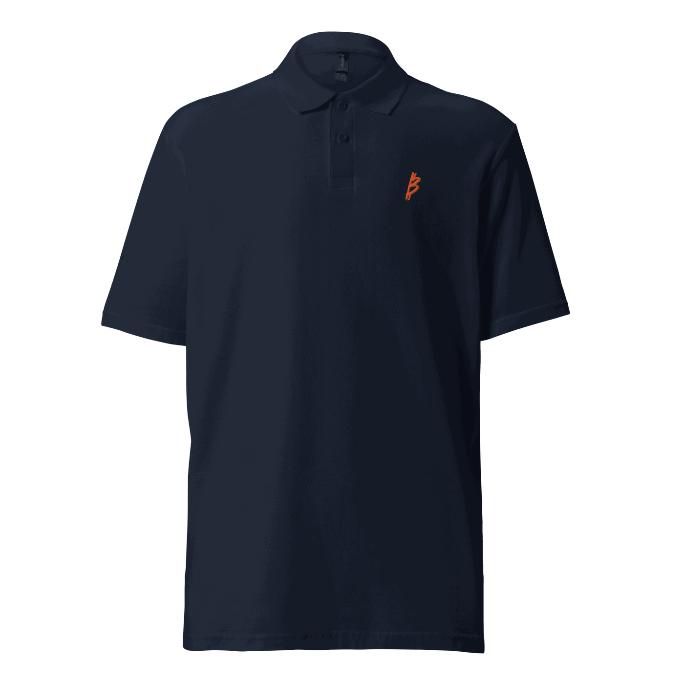 Rebel B bitcoin polo shirt with OEKO-TEX certification logo