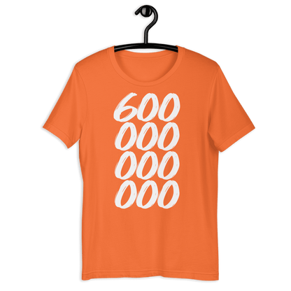 Front view of an orange bitcoin shirt.