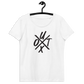 Front view of a white bitcoin shirt for women.