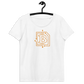 Front view of a white bitcoin shirt for women.