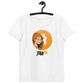 Front view of a white bitcoin shirt for women.