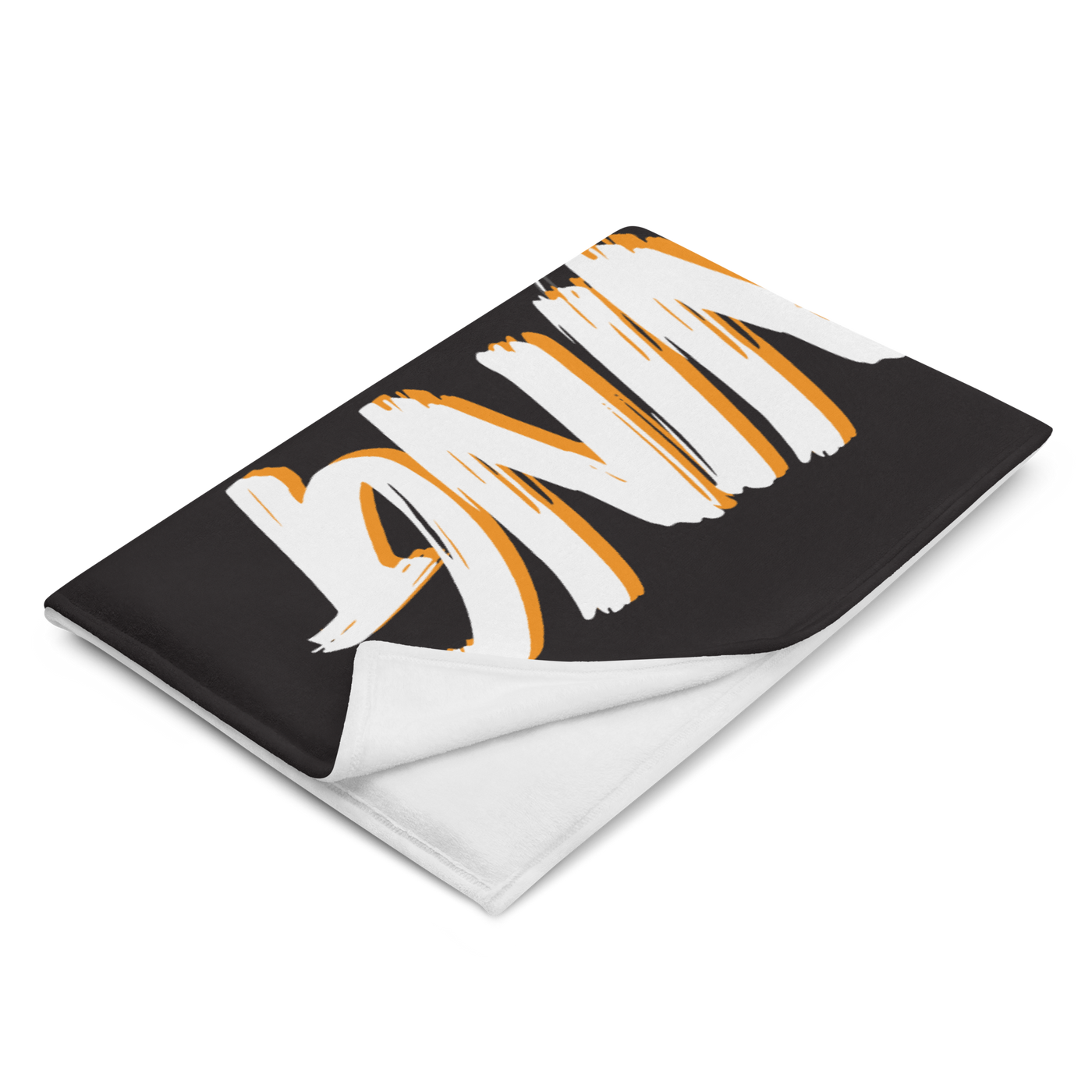 Zeus Supporter Bitcoin throw blanket folded on a white background, showing the printed front and the plain white reverse side.